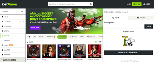 betPawa live casino
