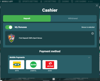 22Bet Payment methods