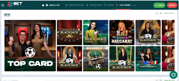 22Bet live casino
