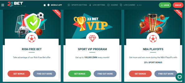 22Bet bonuses
