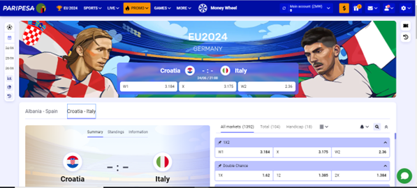 Paripesa homepage
